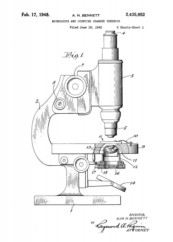 Vintage Microscope Patent by Andreas Magnusson — canvas wall art