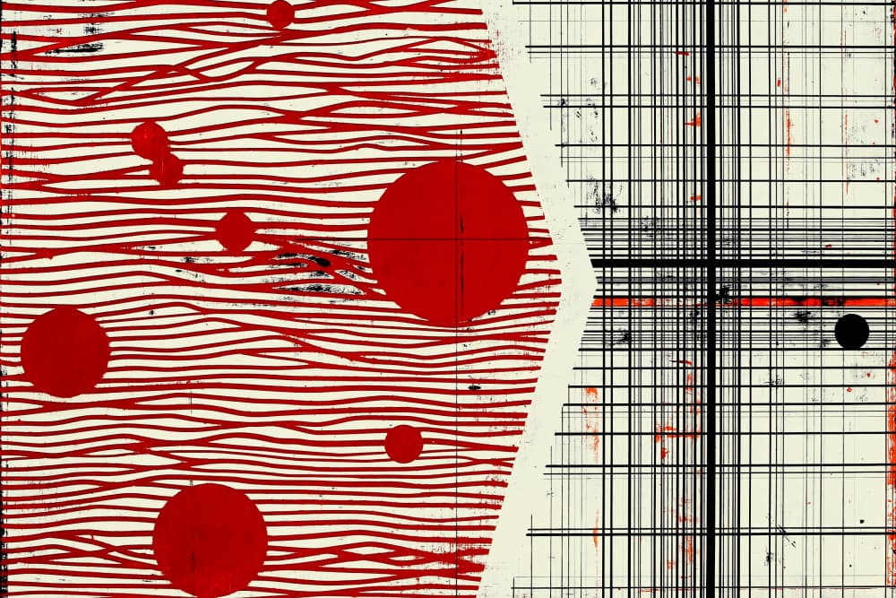 Wavy Red Grid Contrast by Petr Strnad — canvas wall art