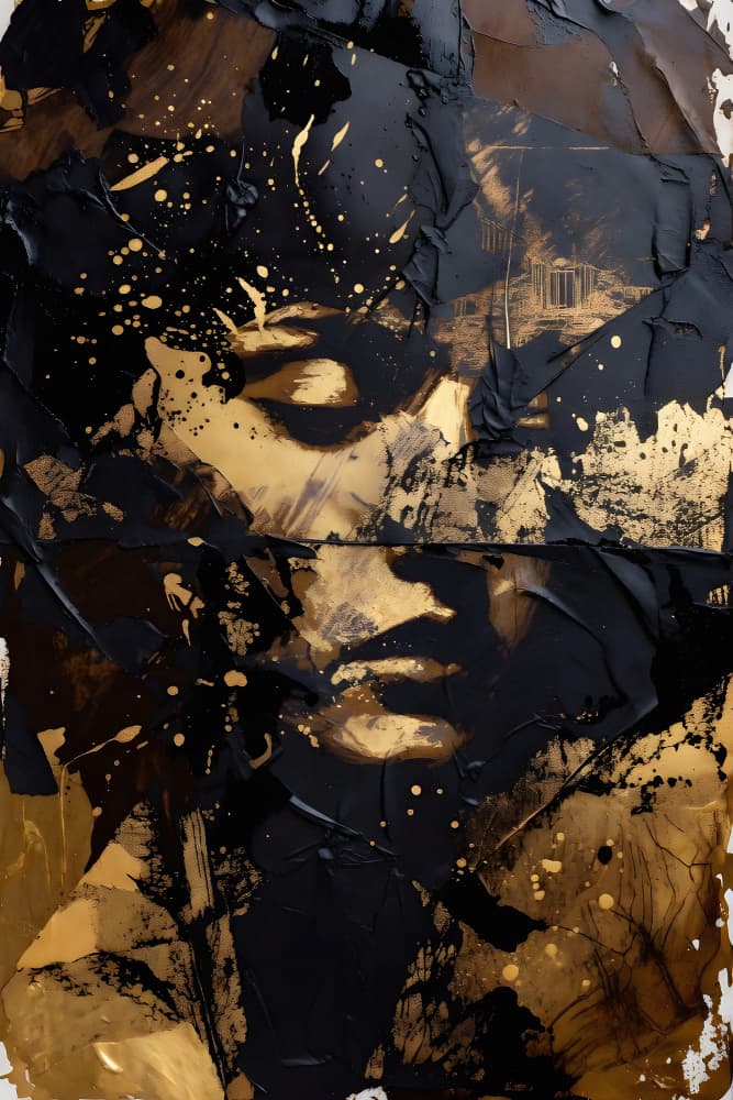 Dramatic Gold Portrait by Miguel Bruzual — canvas wall art
