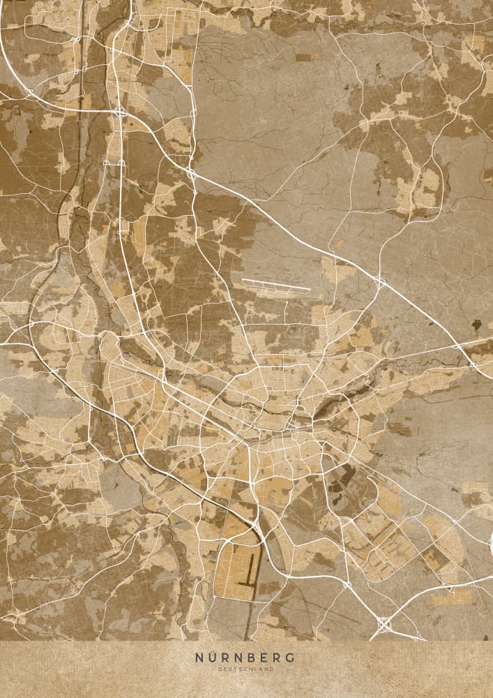 Nuremberg City Map by Rosana Laiz Blursbyai — canvas wall art