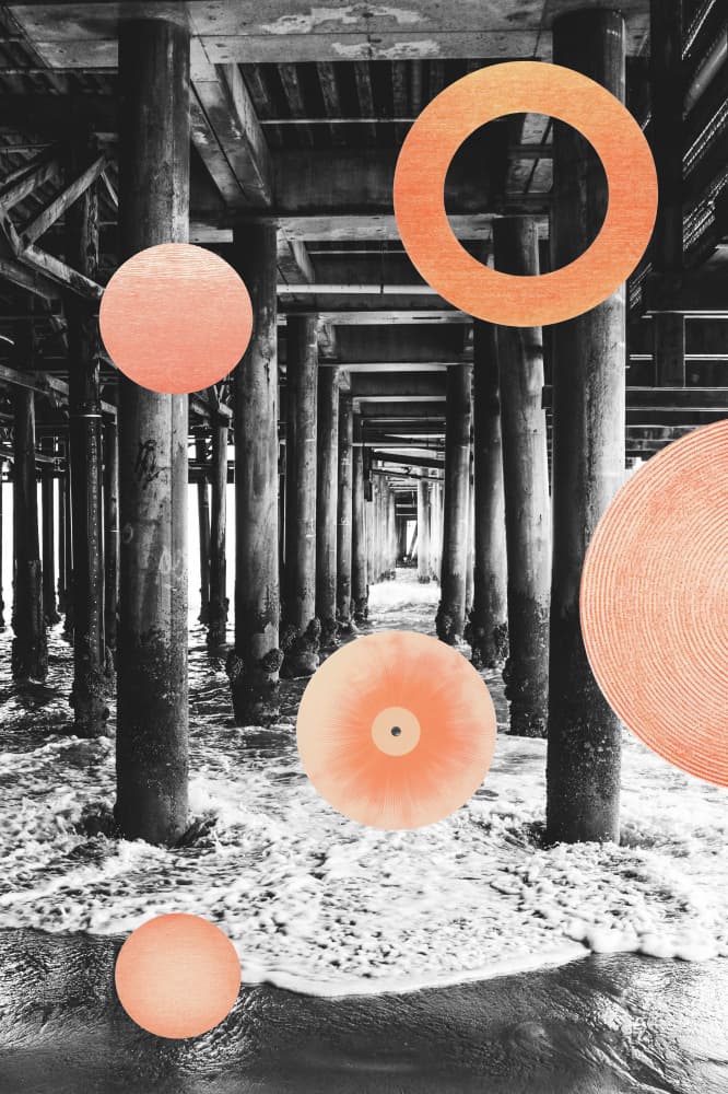 Abstract Pier Orange Circles by Sue Skellern — canvas wall art