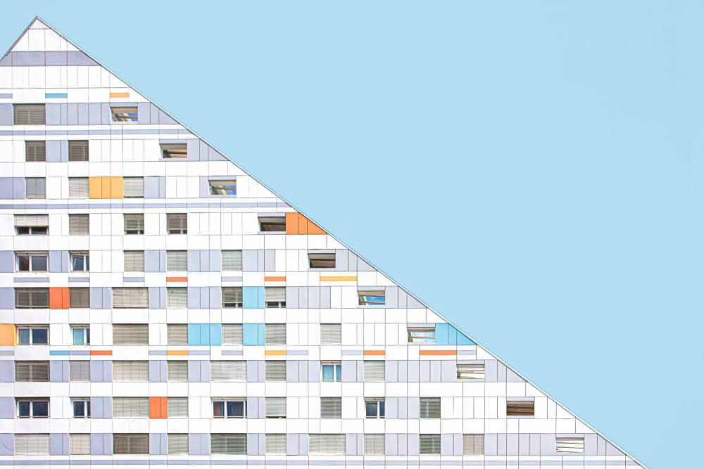 Blue Sky Building Geometry by Bruno Flour — canvas wall art