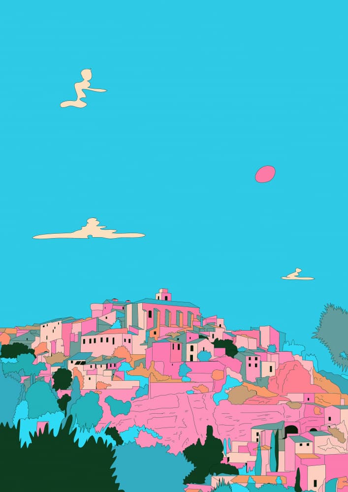Pink Provence Village by Will Da Costa — canvas wall art