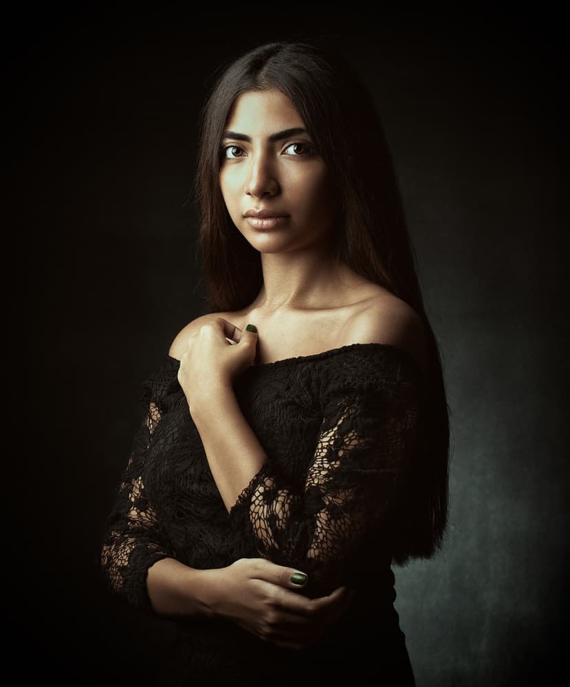 Elegant Dark Portrait by Mehdi Mokhtari — canvas wall art