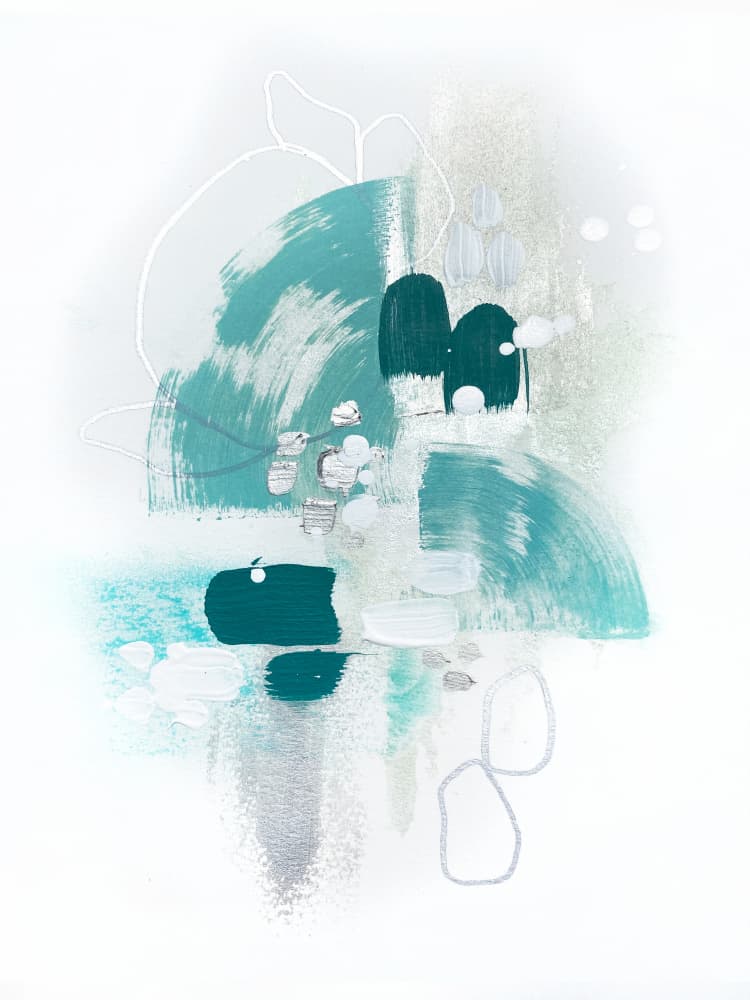 Serene Teal Abstraction by Alyson Storms — canvas wall art