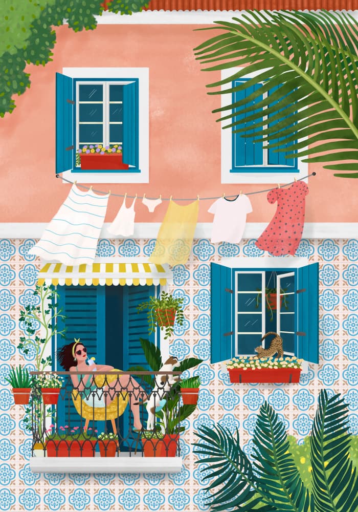 Relaxing Summer Balcony by Petra Holíková — canvas wall art