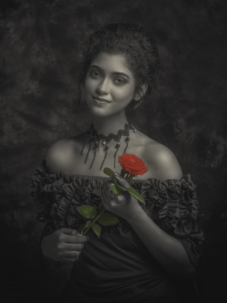 Vintage Rose Portrait by PARTHA BHATTACHARYYA — canvas wall art