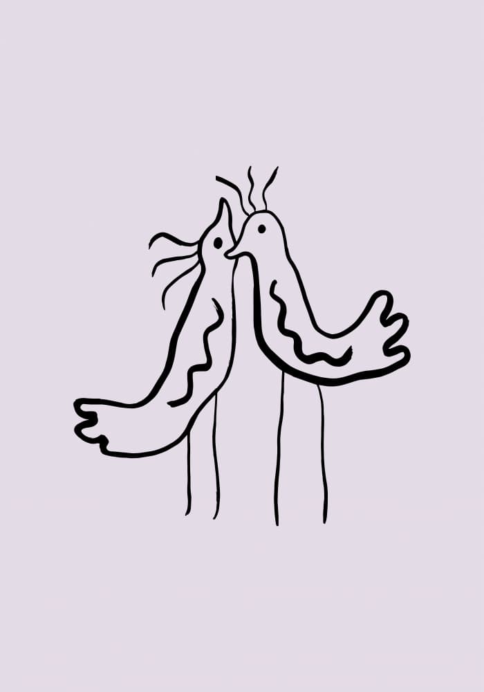 Minimalist Lovebirds by Studio JKN — canvas wall art