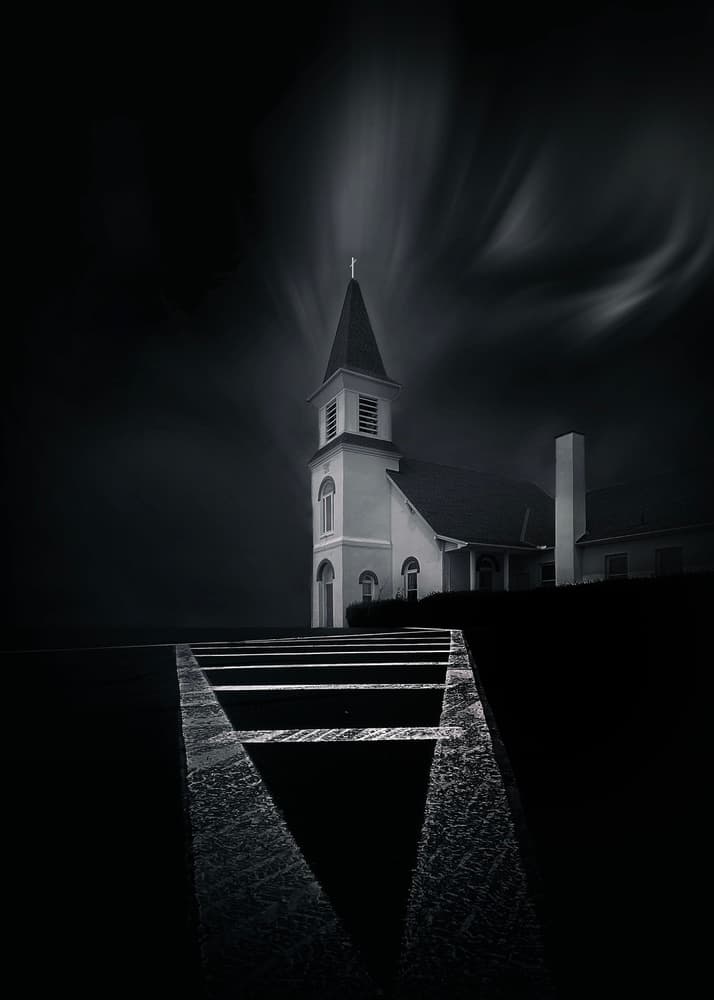 Moody Church Sky by Rob Li — canvas wall art