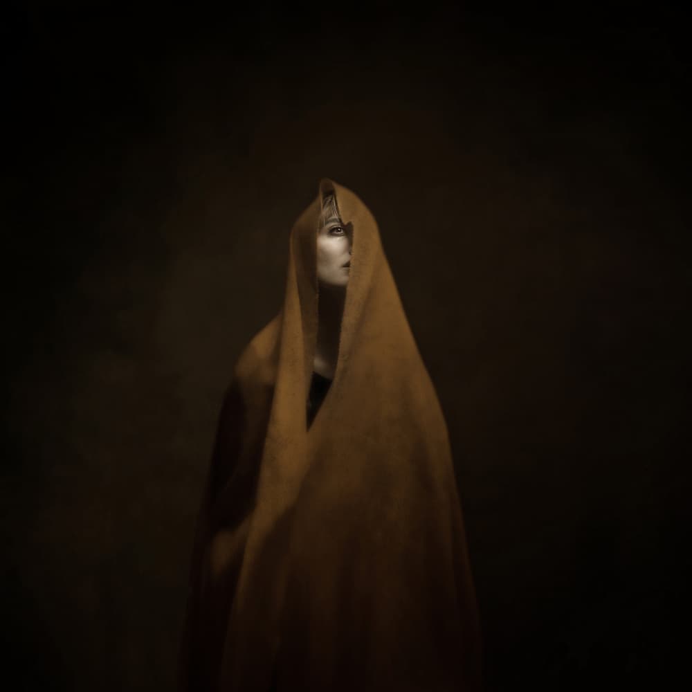 Mysterious Hooded Figure by Moein Hasheminasab — canvas wall art