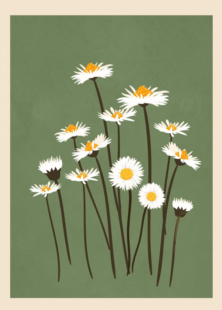 White Daisies on Green by Flow Line — canvas wall art