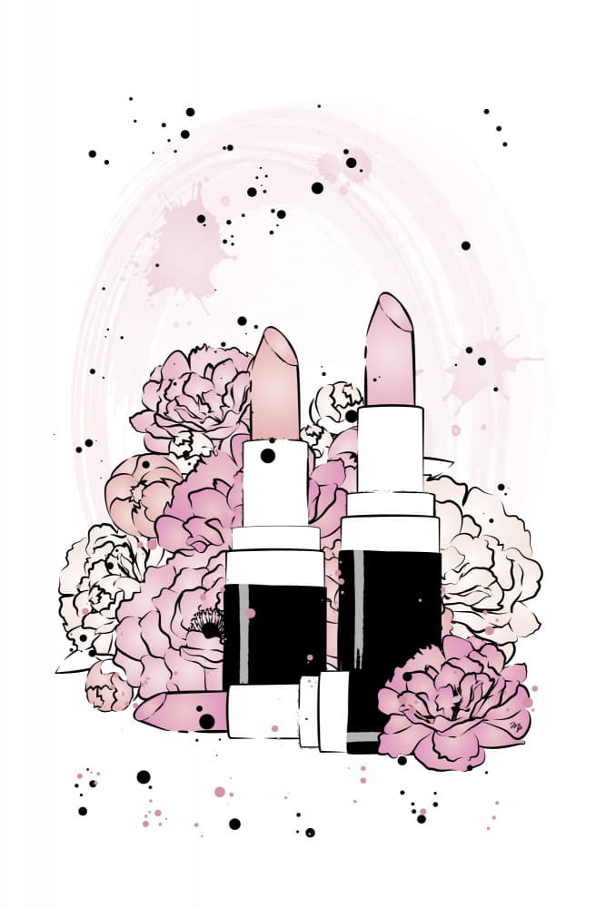 Pink Lipstick Blooms by Martina — canvas wall art