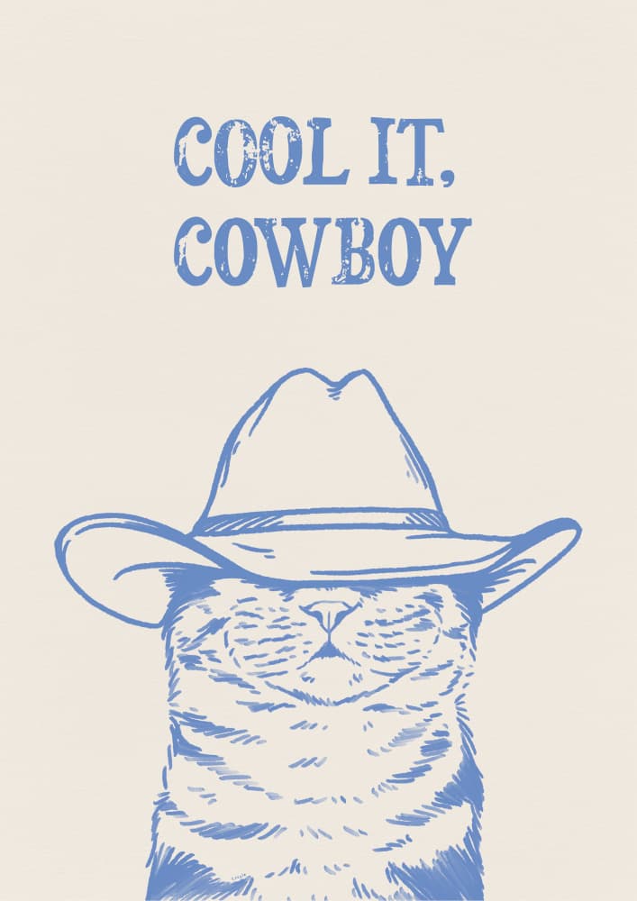 Cat In Cowboy Hat by Tara Royle — canvas wall art