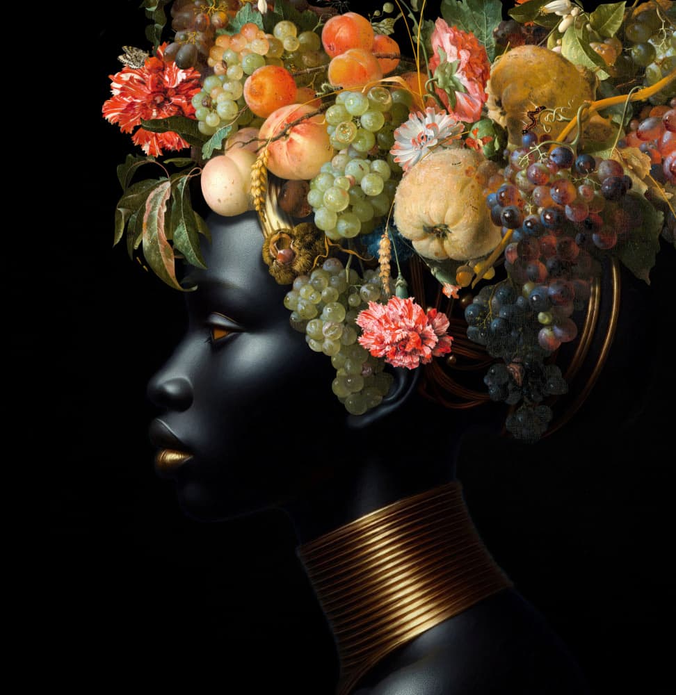 Regal Fruit Portrait by Marja van den Hurk — canvas wall art