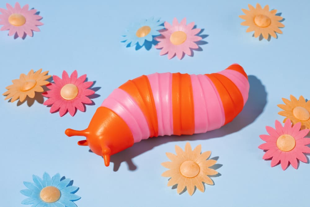Playful Slug and Flowers by Julia Ramiro — canvas wall art