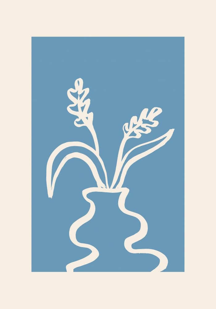 Abstract Blue Floral Vase by Studio JKN — canvas wall art