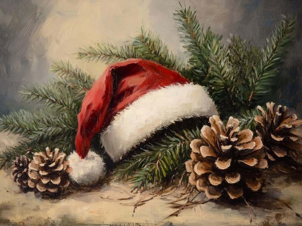 Festive Santa Still Life by Jolly and Dash — canvas wall art