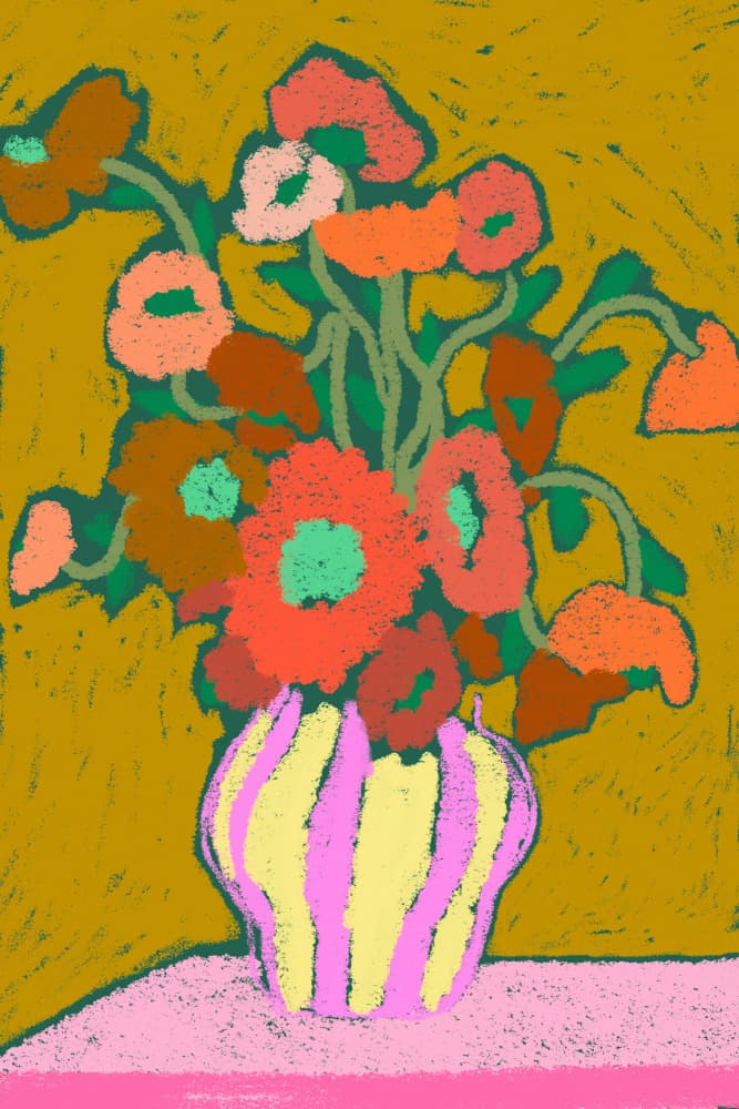Cheerful Flower Arrangement by Treechild — canvas wall art