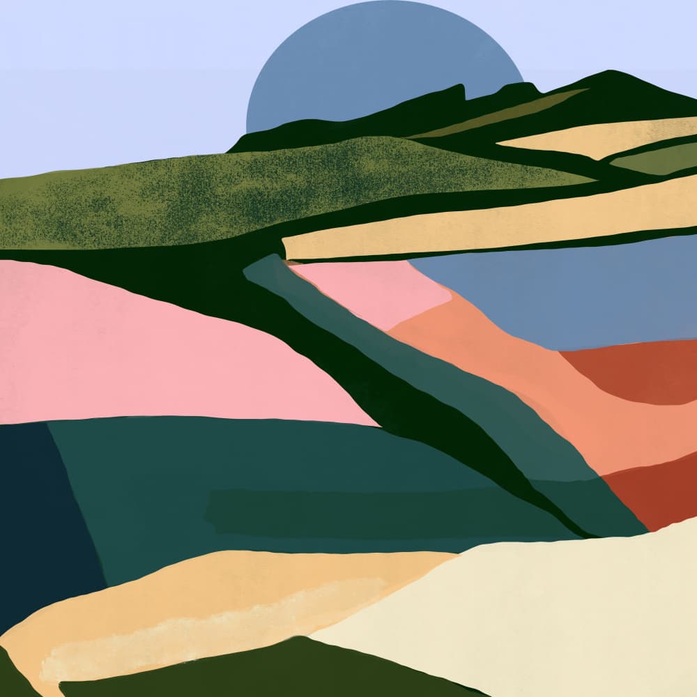 Abstract Fields Sunset by Little Dean — canvas wall art