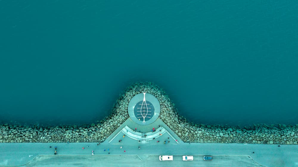 Aerial Coastal Circle by Eyal Amer — canvas wall art