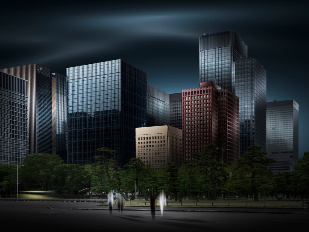 Modern City Nightscape by Shuchuan Liu — canvas wall art