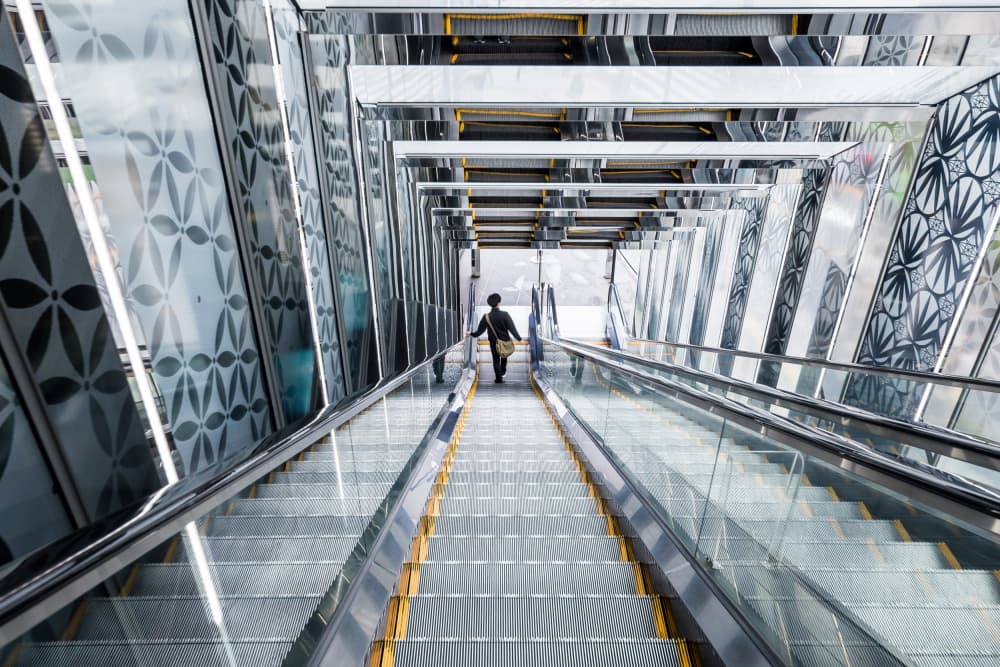 Modern Escalator Journey by Michiko Ôtomo — canvas wall art
