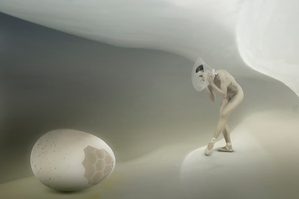 Figure and Cracked Egg by Christine von Diepenbroek — canvas wall art