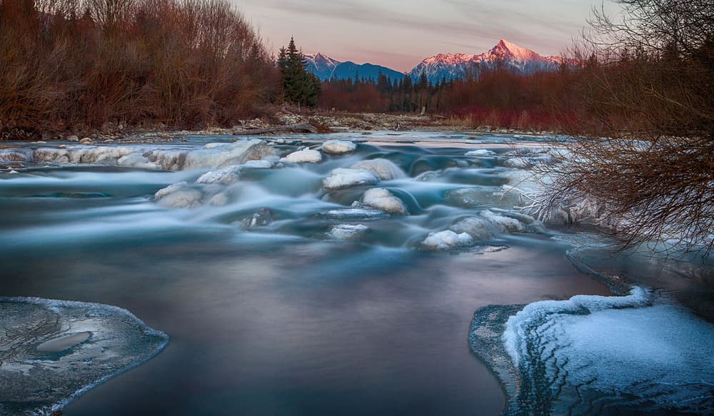 Icy River Mountains by Peter Svoboda MQEP — canvas wall art