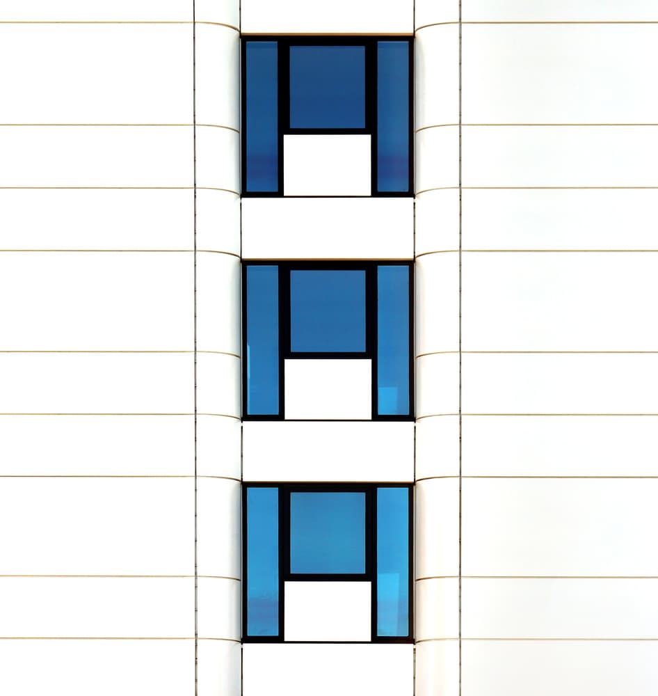 Geometric Blue Windows by Hans-Wolfgang Hawerkamp — canvas wall art