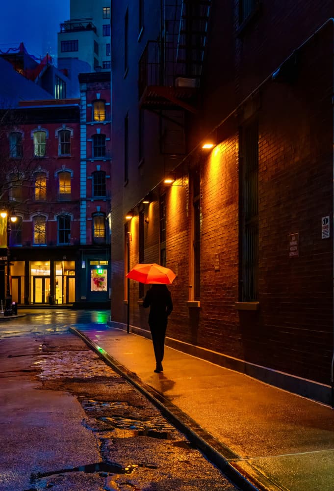 Red Umbrella Walk by Kenneth-Wei Zeng — canvas wall art