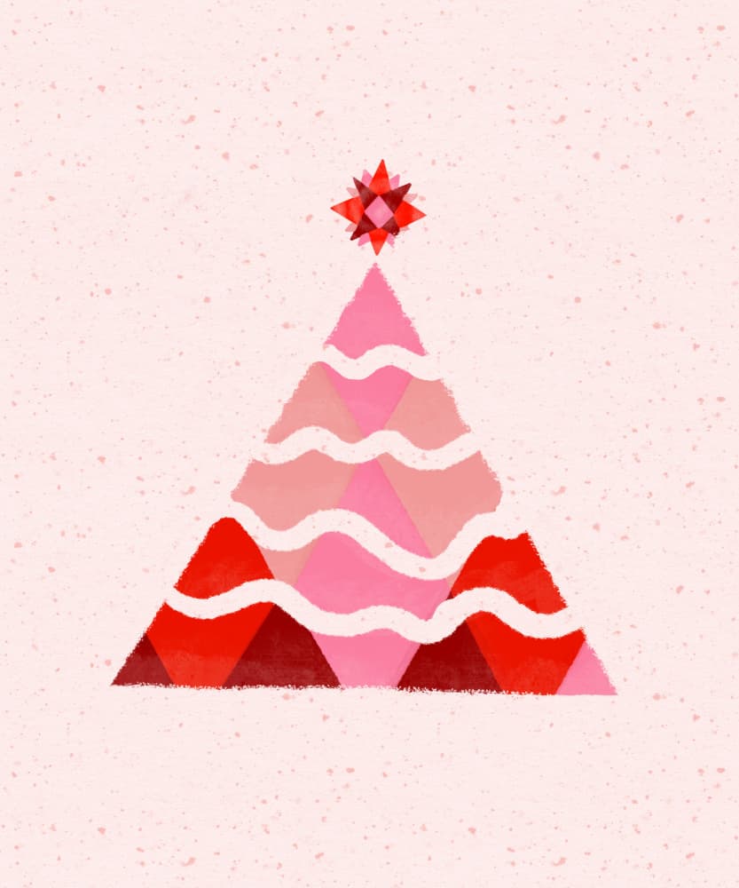 Modern Pink Christmas Tree by Art by the Ocean — canvas wall art