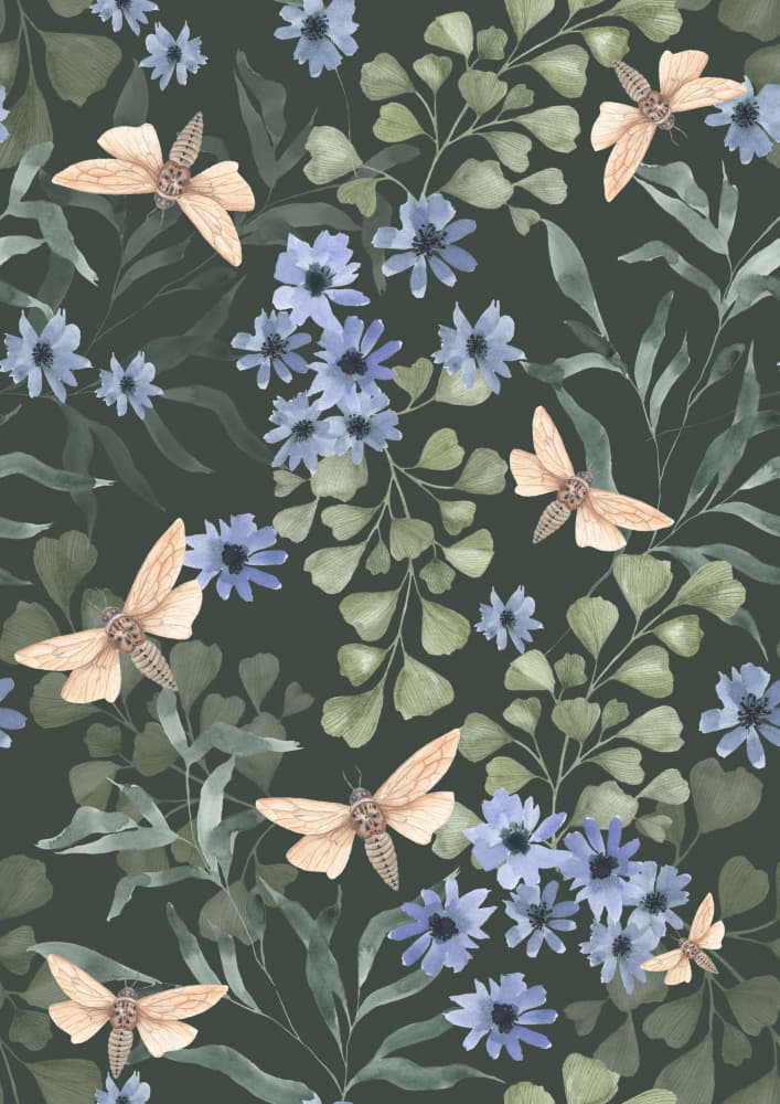 Nocturnal Garden Moths by Linda Sitniece — canvas wall art