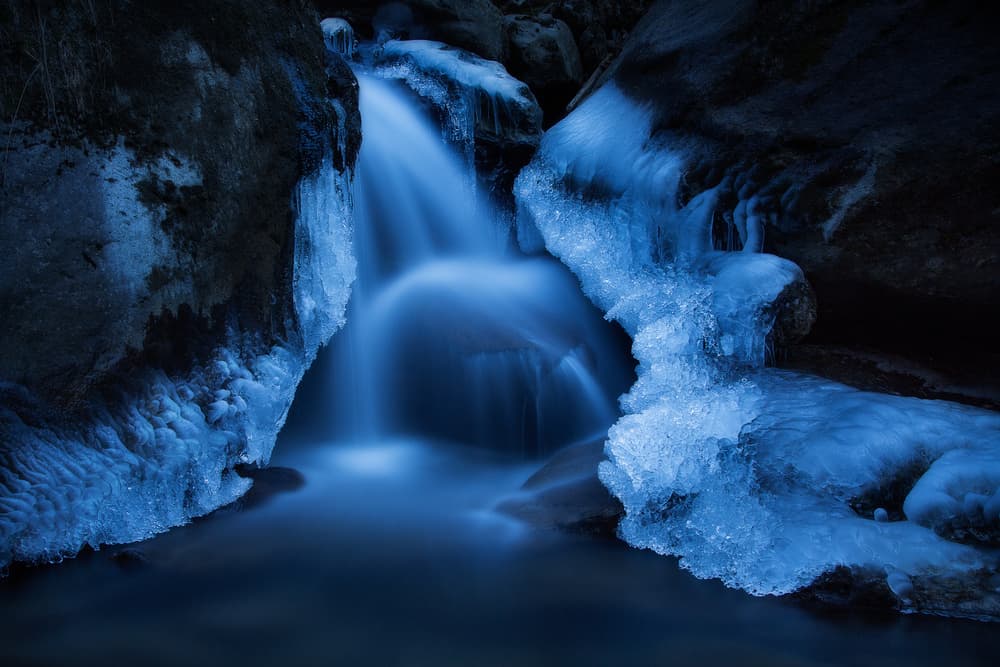 Frozen Blue Waterfall by Michel Manzoni — canvas wall art