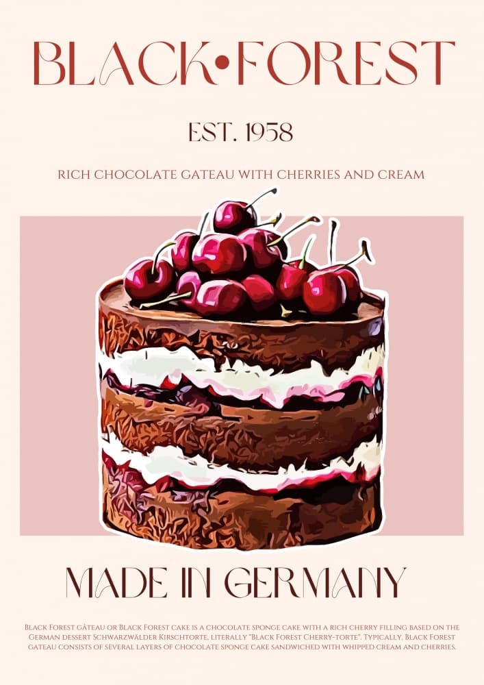 Classic Black Forest Cake by Nazma Khokhar — canvas wall art