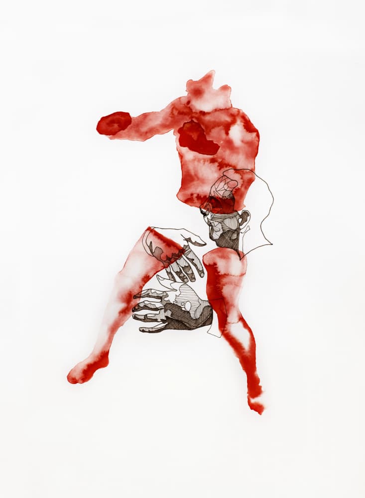 Red Fragmented Figure by Joshua Hoskins — canvas wall art