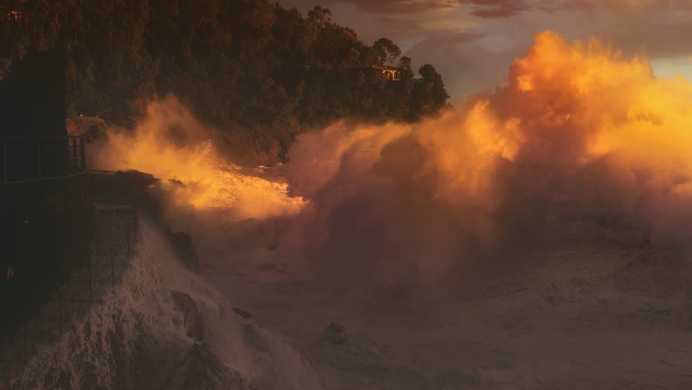Fiery Ocean Spray by Paolo Lazzarotti — canvas wall art