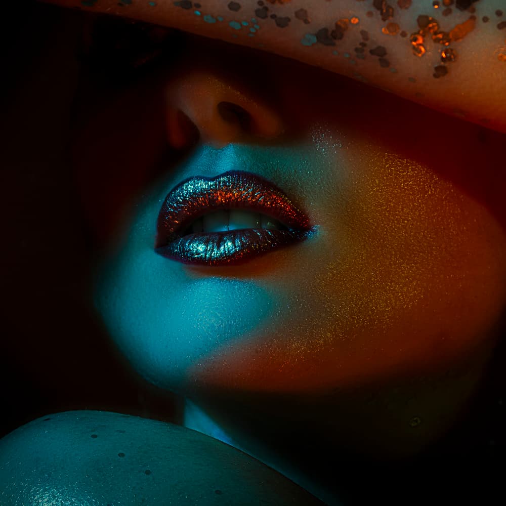 Vibrant Glitter Lips by Howard Ashton-Jones — canvas wall art