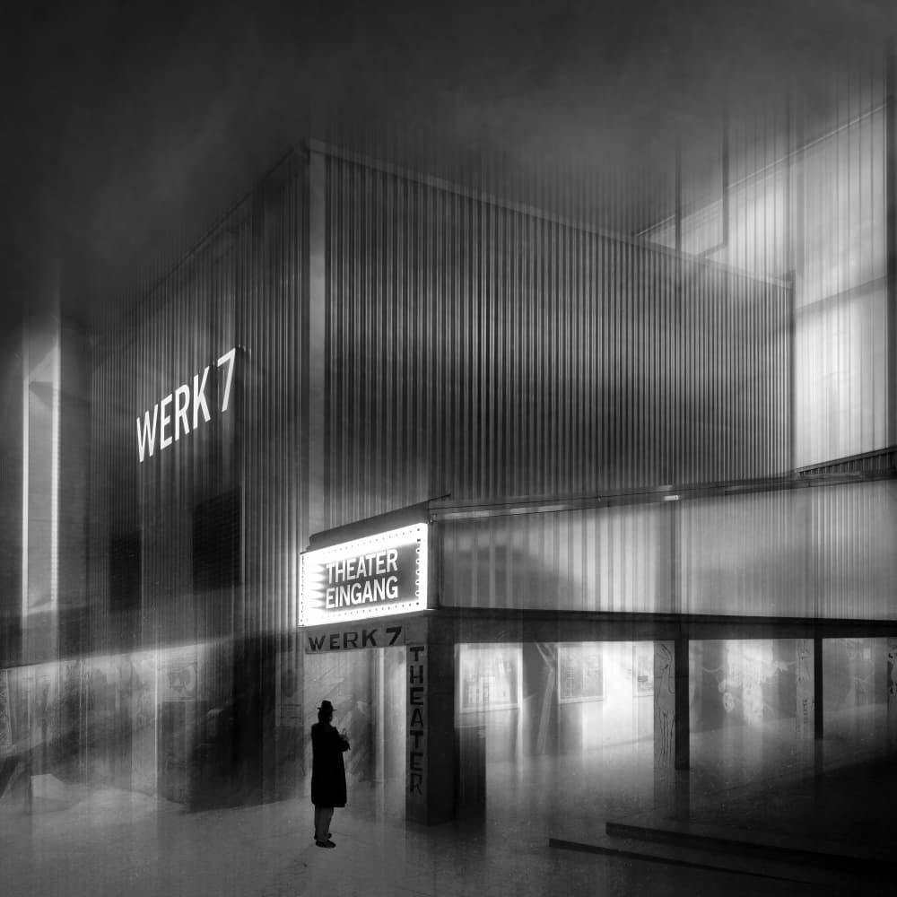 Theater Entrance Night by Roswitha Schleicher-Schwarz — canvas wall art