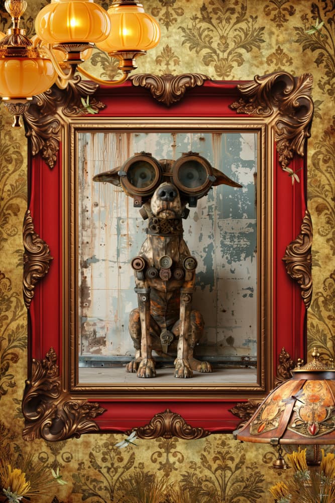 Steampunk Dog Portrait by Sue Skellern — canvas wall art