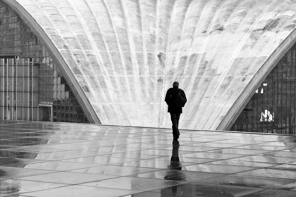 Solitary Walk Urban Reflection by Jure Kravanja — canvas wall art