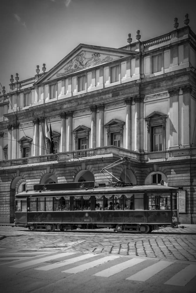Vintage Tram Milan by Melanie Viola — canvas wall art