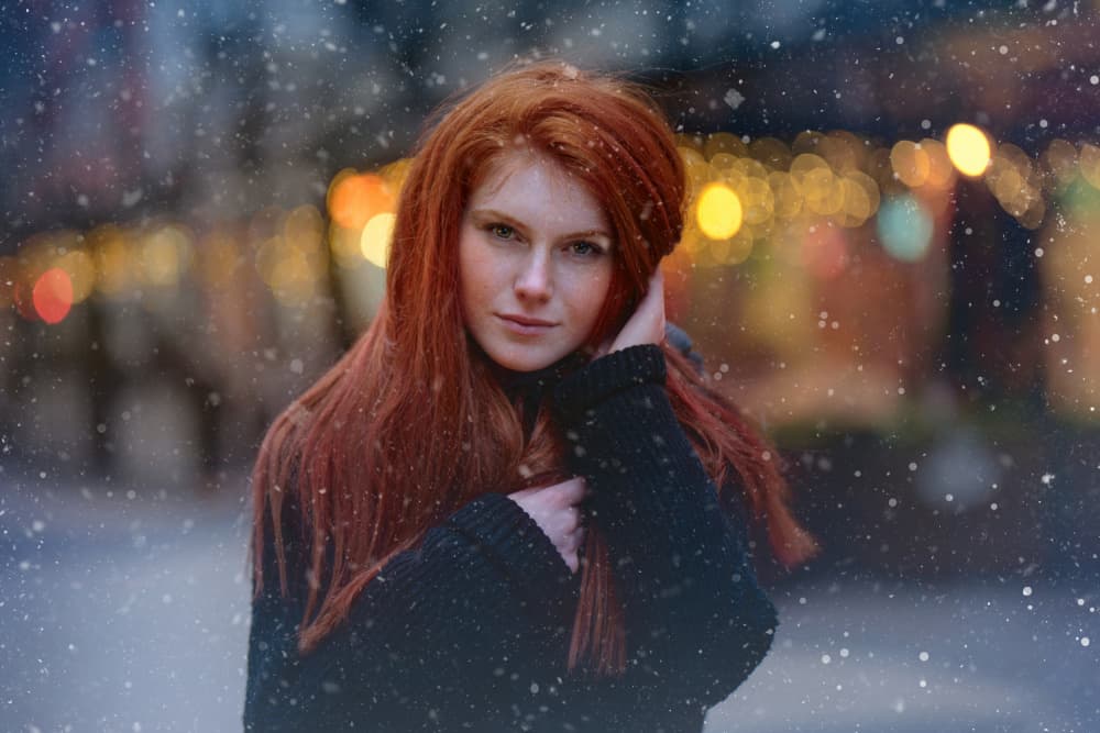 Redhead Winter Glow by Tanya Markova — canvas wall art