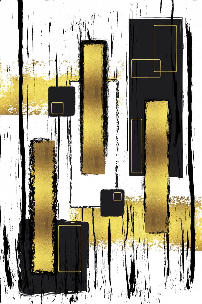 Golden Black Abstract Forms by Melanie Viola — canvas wall art