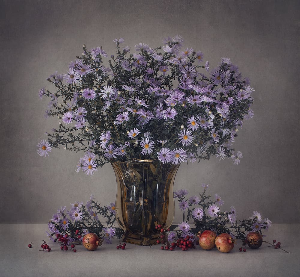 Purple Autumn Still Life by Dimitar Lazarov - Dim — canvas wall art
