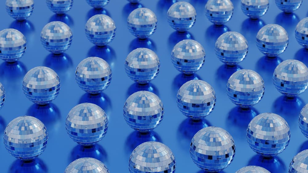 Vibrant Blue Disco Balls by Julia Ramiro — canvas wall art