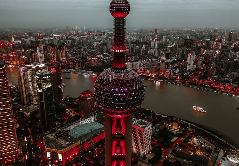 Shanghai Night Glow by Carmine Chiriacò — canvas wall art