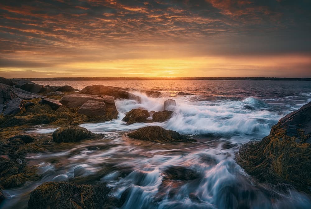 Vibrant Coastal Sunset by Ben.C.L — canvas wall art