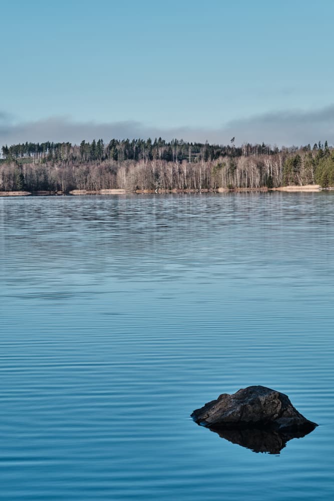 Tranquil Lake Rock by Geertjan Plooijer — canvas wall art