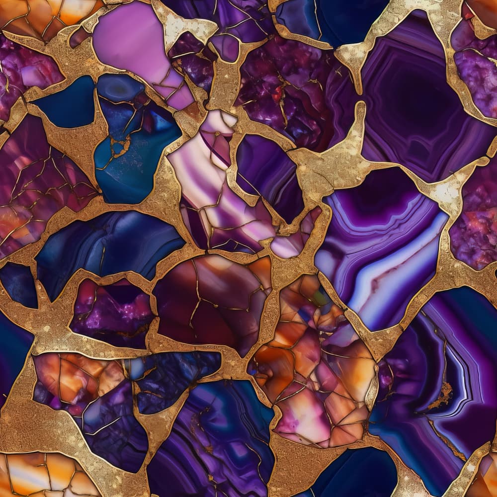 Purple Gold Agate Mosaic by Bilge Paksoylu — canvas wall art