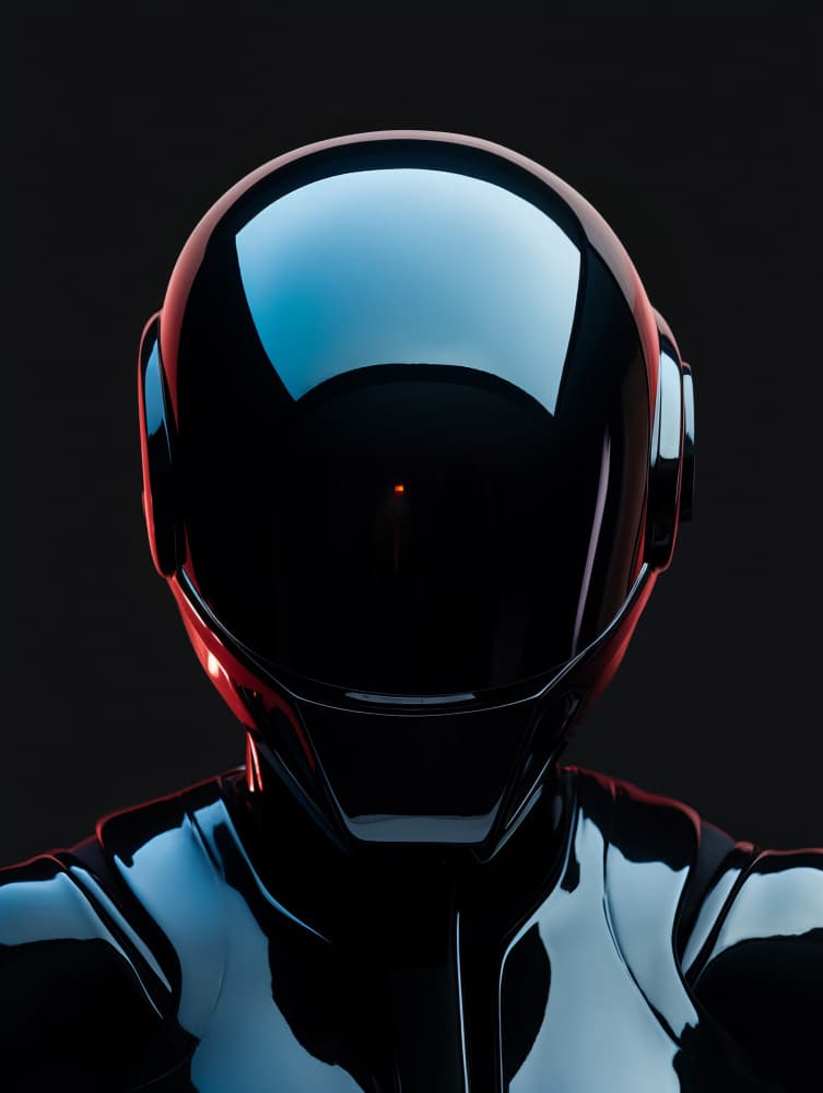 Dark Futuristic Robot by Bilge Paksoylu — canvas wall art